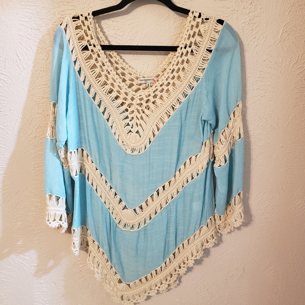 BLUE CROCHET TOP
